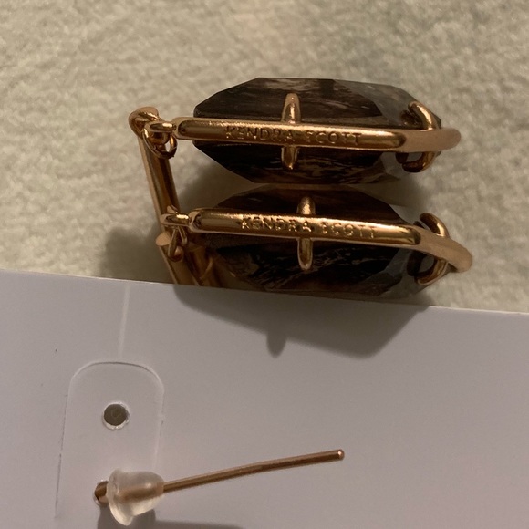 Charmian Drop Gold Earrings in Sage Mica main image 0